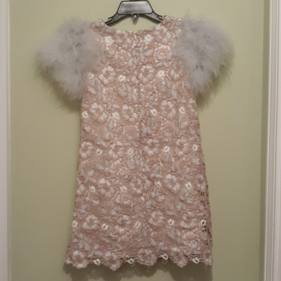 Charabia Feather-Laced Shift Dress Pink - Picture 2 of 5